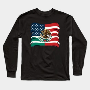 Mixed Mexican American Flag, Proud to be Mexican, Immigration Long Sleeve T-Shirt